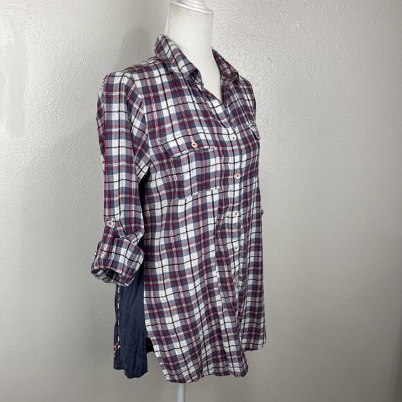 Kyla Seo Floral Embroidered Shirt XS Oversized Button Up Coastal Cowgirl Boho - Picture 4 of 15